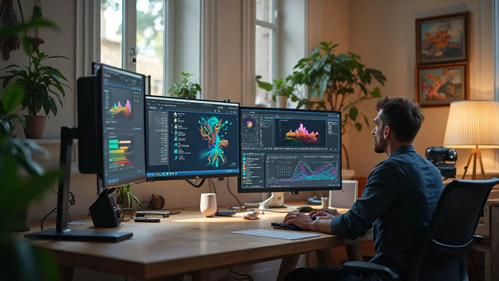 Studio di animazione professionale con workstation e attrezzature per la creazione di contenuti video
